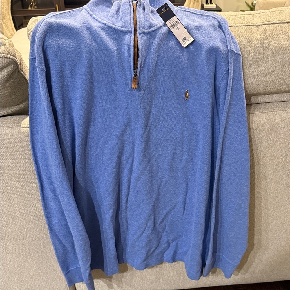 Polo by Ralph Lauren Men's Light Blue Zip-Up Sweater (NWT)